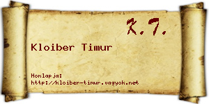Kloiber Timur névjegykártya